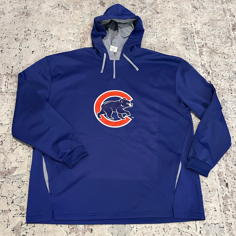 Majestic Authentic Chicago Cubs Blue Hoodie Polyester Sweatshirt Men’s Sz: 3XL - Picture 1 of 4
